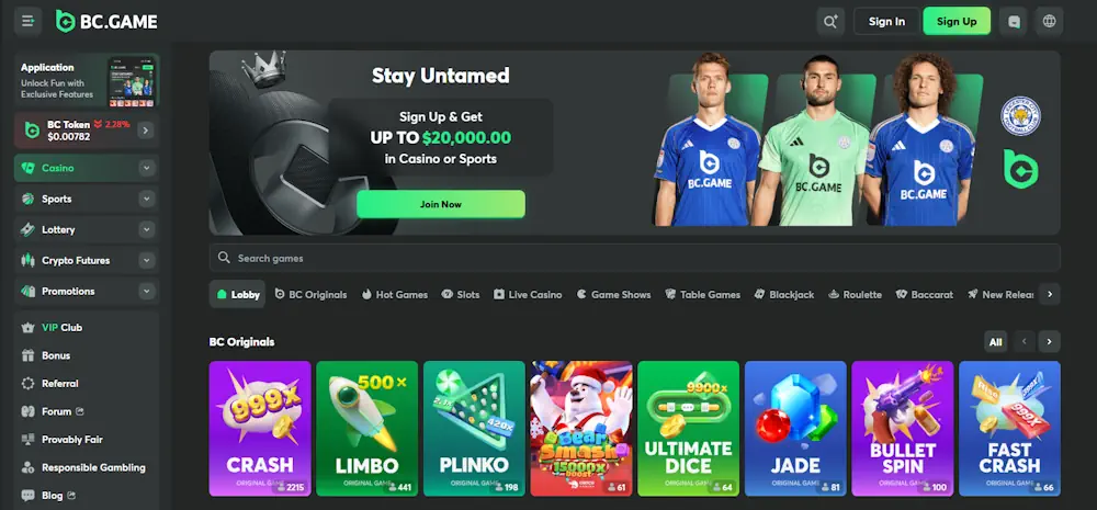 BC Game Casino Screenshot